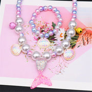 Children's Pearl Necklace Bracelet Set Mermaid Necklace Baby Girl Accessories