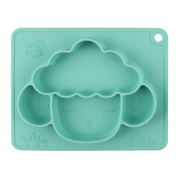 Baby Silicone Dinner Plate Integrated Non-slip Children's Dinner Plate Baby Food Supplement Bowl Grid Feeding Tableware Maternal and Child Products