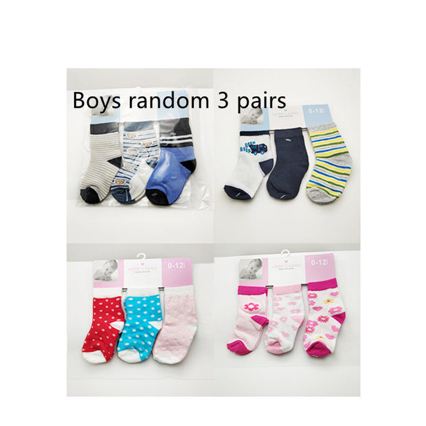 3 Pairs Of Medium Tube Baby Socks, Thin, Breathable Flat Baby Socks