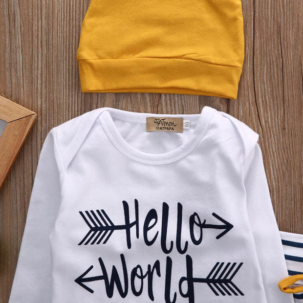 3pcs set Newborn Baby Clothes Long Sleeve Striped Clothing