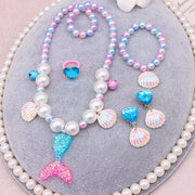 Children's Pearl Necklace Bracelet Set Mermaid Necklace Baby Girl Accessories