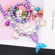 Children's Pearl Necklace Bracelet Set Mermaid Necklace Baby Girl Accessories