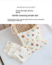 Four-layer Gauze Baby Saliva Towel Floral Newborn Baby Face Towel Handkerchief