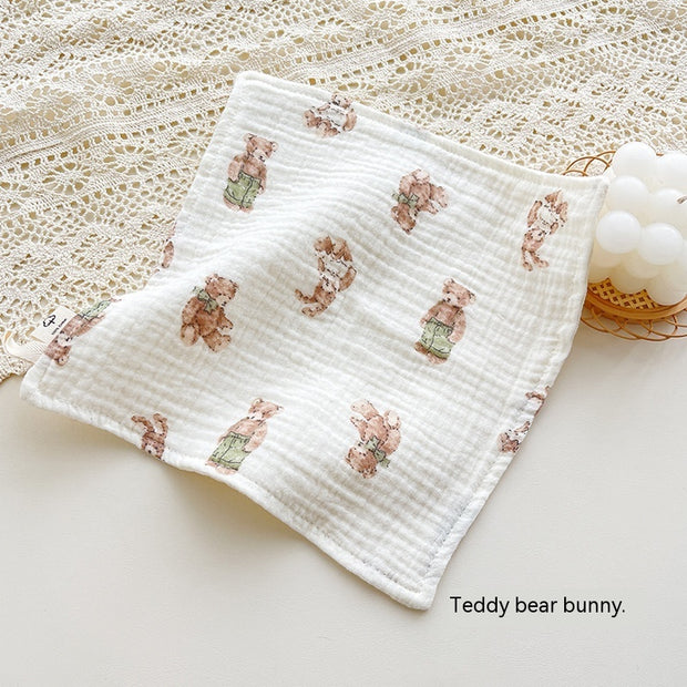 Four-layer Gauze Baby Saliva Towel Floral Newborn Baby Face Towel Handkerchief