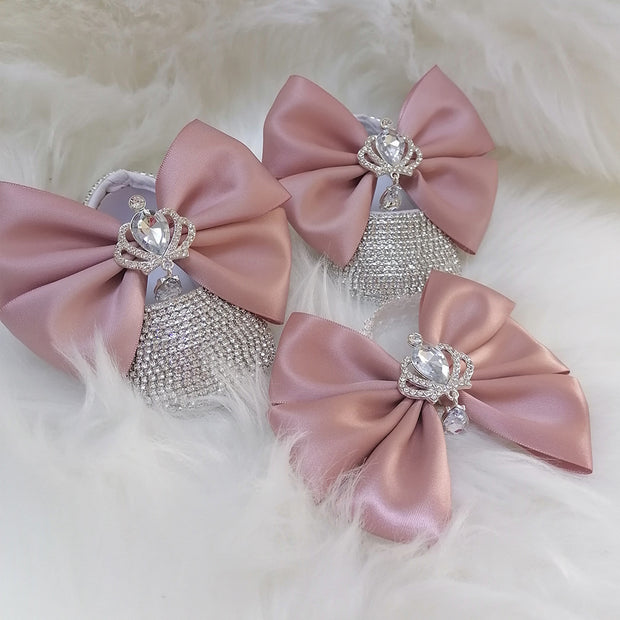 Handmade Bowknot Rhinestone Baby Girl Shoes Hair Band