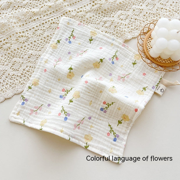 Four-layer Gauze Baby Saliva Towel Floral Newborn Baby Face Towel Handkerchief