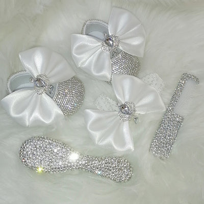 Handmade Bowknot Rhinestone Baby Girl Shoes Hair Band